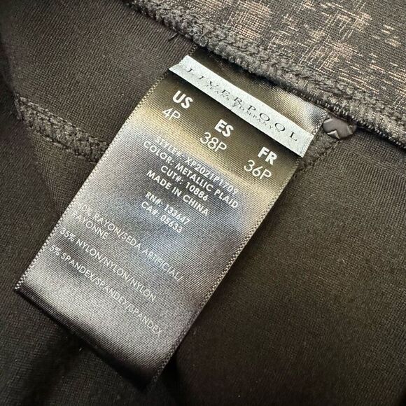 Liverpool Plaid Ponte Pants Black Tan Size 4 Petite - Picture 5 of 6